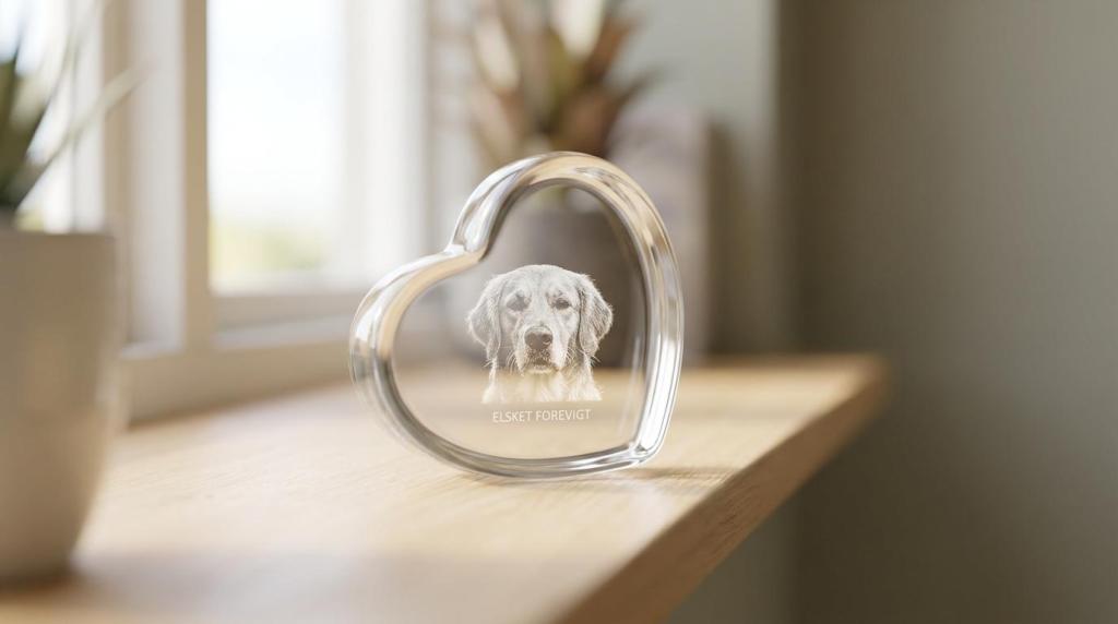 Mindegaver til kæledyr i glas: Guide til at vælge motiv, tekst og størrelse