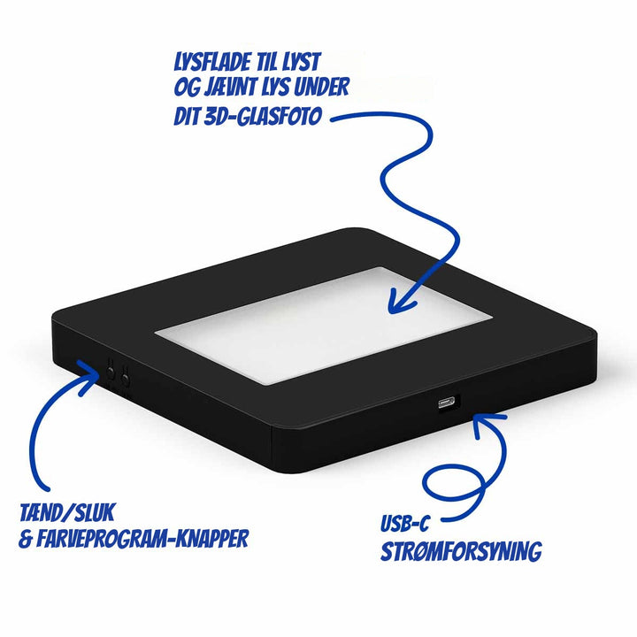 Lysflade på Multi lysbase ekstra large med knapper og USB-C-stik
